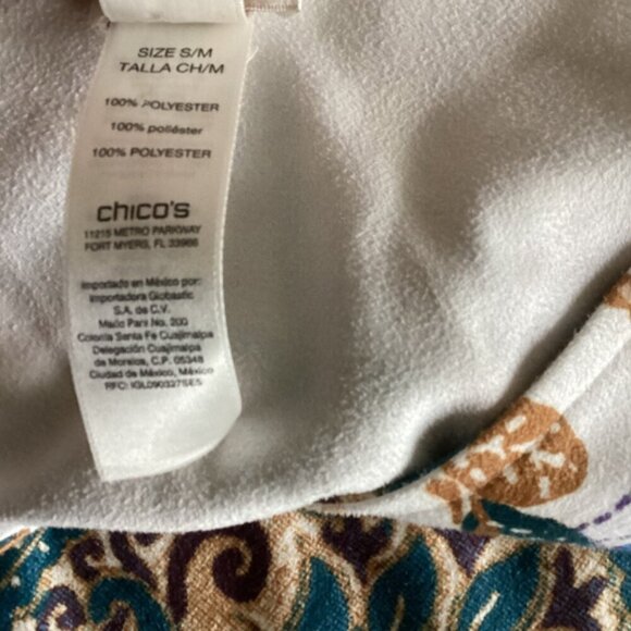 Chico's Poncho Faux Suede Paisley Floral Sz S/M #132M - Picture 9 of 10